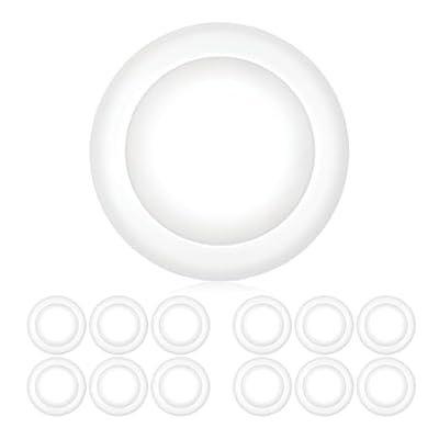 PARMIDA (12 Pack) 5/6 Inch Dimmable LED Disk Light Surface Flush Mount 15W, UL Listed, Recessed Retrofit Ceiling Lights, Energy Star, Installs into Junction Box Or Recessed Can,1050lm - 5000K