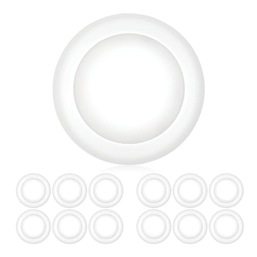 PARMIDA (12 Pack) 5/6 Inch Dimmable LED Disk Light Surface Flush Mount 15W, UL Listed, Recessed...