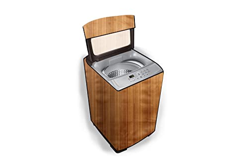 Image of Stylista Top Load Fully Automatic Washing Machine Cover Compatible for IFB 8 kg, 8.5 kg, 9 kg & 9.5 kg, Wooden Pattern Cream