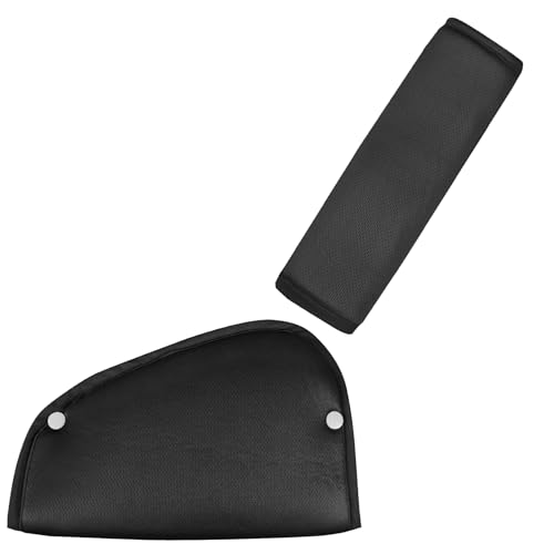 Kids Seat Belt Cover Pads Universal Seat Belt Adjuster for Kids HNHUAMING Kids Shoulder & Belly Protective Padding for Travel Soft Breathable Car Seat Straps Pads for Children Black