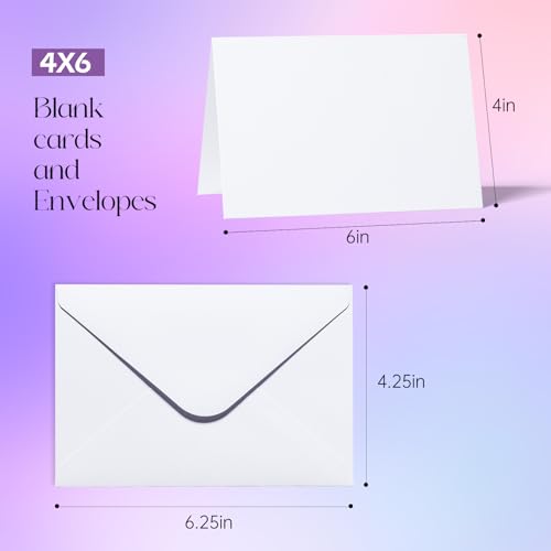 50Pack Blank Cards and Envelopes 4x6 White Fold Cardstock with Envelope for Note, Homemade, DIY Thank You Greeting Card, Invitation V Gummed Flap 4-1/4 X6-1/5 Inch image 6