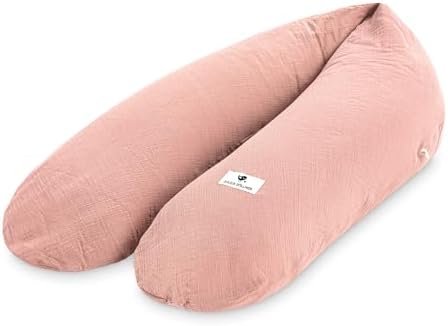 Julius Zöllner Stillkissen Musselin | Schwangerschaftskissen, Seitenschläferkissen & Lagerungskissen in einem | 100% Baumwolle, Oeko-TEX Standard 100 | Dusty Rose