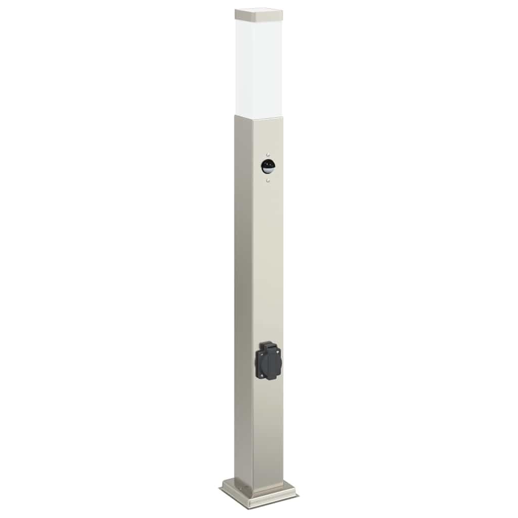 vidaXL Borne lumineuse avec détecteur et prise 80 cm acier inoxydable IP44