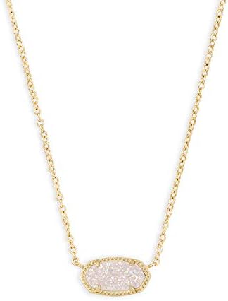 Kendra Scott Elisa Adjustable Length Pendant Necklace for Women, Fashion Jewelry, 14k Gold-Plated, Iridescent Drusy