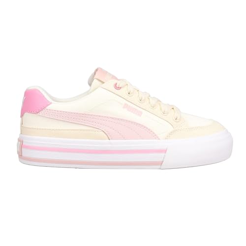 PUMA Womens Court Classic Vulc Lace Up Sneakers Shoes Casual - Off White, Pink