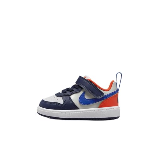 Nike Court Borough Low Recraft Baby/Toddler Shoes (DV5458-401, Midnight Navy/Team Orange/Light Silver) Size 4