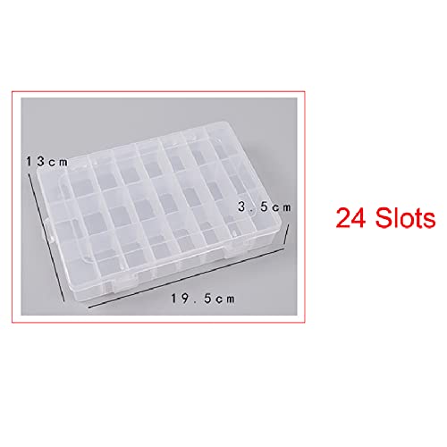 24 Grids Clear Storage Box with Compartment, Plastic Jewellery Organiser Box for Washi Tapes Craft, Beads, Jewelry, Small Parts - Image 2