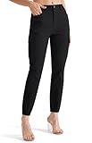 Libin Women's Stretch Cargo Pants High Waist Casual Pants 27.5' Elastic Waistband Tapered Jogger Work Lounge with 6 Pockets, Black 06