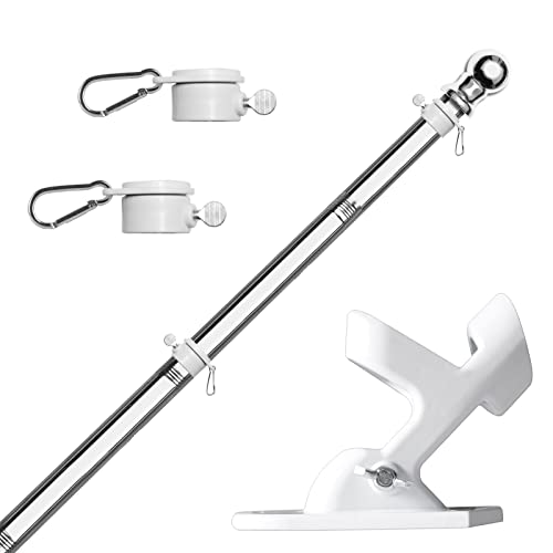 Hoosun Flag Pole Sectional Kit With Rotating Rings And Flag Pole Clips,Stainless Steel Adjustable Pole For Commercial Or Residential，Flag Holders Wall Mounting Bracket,Easy To Assemble And Storage #TOP11