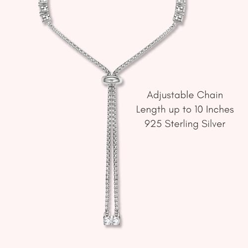 LOVE&LOVE Moissanite Tennis Bracelets for Women, 3mm & 4mm D Color VVS1 Round Cut｜925 Sterling Silver Adjustable Bracelet, Jewelry Gift Her Birthday Anniversary3