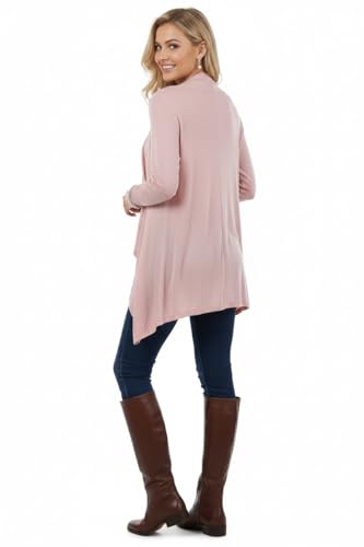 Image of ToBeInStyle Womens Open Front Long Sleeve Lightweight Asymmetrical Draped Cardigan with Side Pockets