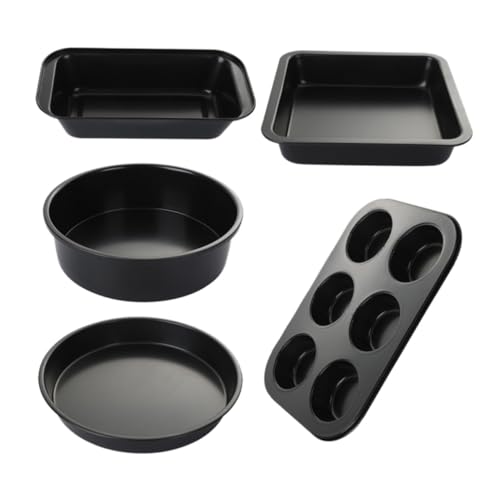 Luxshiny 1 Set Non Stick Baking Pan Bakeware for Home Bakery Includes Cake Pan Pizza Toasts Easy to Clean Energy Saving Black