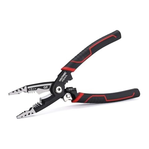 HAUTMEC 7-in-1 Wire Stripper Cutters Tool, 8" Wire Strippers Electrical, Wire Cable Stripper and Crimping Tool, Multifunctional Electrical Pliers Wire Stripping Tool, High Leverage Combination Pliers Cover