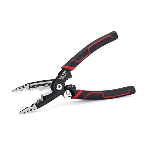 Image of HAUTMEC 7-in-1 Wire Stripper Cutters Tool, 8 inch Wire Strippers, Electrical, Wire Cable Stripper and Crimping Tool, Multifunctional Pliers