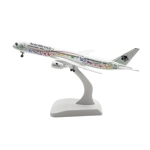 Modelo de avión Boeing B787 Mexicano de metal fundido a presión de 20 cm con ruedas móviles