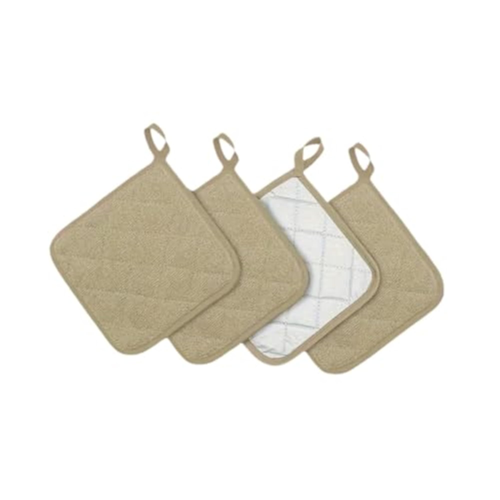 4 Pieces Kitchen Pot Holders Machine Washable Khaki