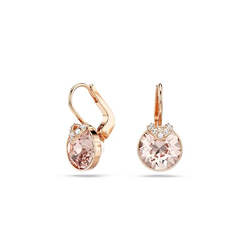 Swarovski Pendants d'oreilles Bella V, Taille ronde, Ton doré, Placage de ton or rosé
