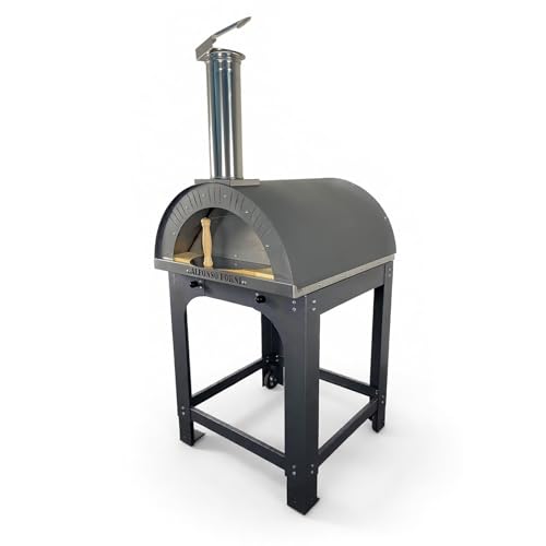 Forno A forno a legna da esterno Per Pizza, Pane, focaccia - Alfonso 4 Pizze Full Optional Con Carrello, con mattoni refrattari 3 cm, pirometro 500 gradi, acciaio inox cottura diretta - Made In Italy