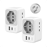Adattatore Presa Americana Italiana Pack de 2, Adattatore USA con USB C e USB A, 5 in 1 TESSAN Presa Spina Americana 1875 W, Adattatori Prese Canada per America, Messico, Thailandia, Tipo B