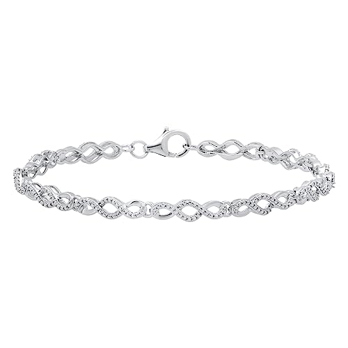 Dazzlingrock Collection Ladies Swirl Infinity Bracelet with Round White Diamond Accents, 925 Sterling Silver