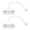 Uvital RJ11 Duplex Wall Jack Adapter Dual Phone Line Splitter, Two Way Telephone Splitters, Male to 2 Female Converter Cable, RJ11 6P4C Telephone Wall Separator for Landline, White, Wired (2 Pack)