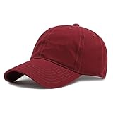 BABAHU Gorra de béisbol para hombre y mujer, lisa, ajustable, clásica, 100 % algodón, gorra de golf para papá, A- rojo vino, talla única
