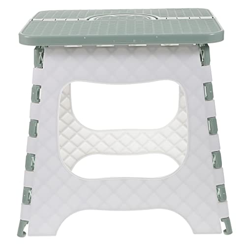 PRETYZOOM Portable Collapsible Stool Lightweight Plastic Folding Chair for Home Use Outdoor Activities Hiking Fishing and Camping Sturdy Design with Skid Foot Pads Green