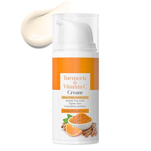 Vitamin C + Turmeric Face Cream | Turmeric Face Moisturiser | Brightening Face Cream | Anti Aging Face Cream | Dark Spot Remover for Face | Smooth Fine Lines | Long-Lasting Hydration | 30g