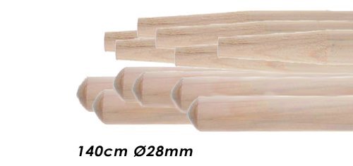 10x Besenstiele aus Kiefernholz 140cm Ø28mm, mit Konus