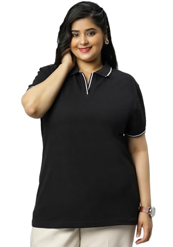 Image of Wear Your Opinion Women's Plus Size Tipped Collar Neck Polo Tshirt