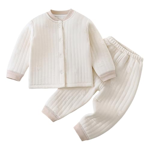 Genérico Ropa Interior térmica para bebés con Triple Capa Acolchada de algodón Natural Abrigo Invierno niños y niñas recién Nacidos hasta 4 años Confort (Beige, 6-12 Months)