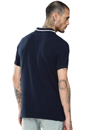 Image of LEOTUDE Men's Honeycomb Nylon Regular Fit Plain Polo T-Shirt
