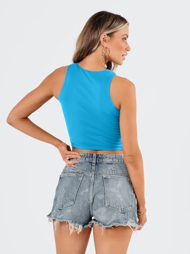 Image of EFAN Women's Double Lined Racerback Crop Tank Top | High Neck Slim Fit Sleeveless Workout Top, No-Bra Essential for Gym, Yoga & Going Out