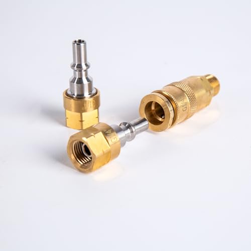 Gazcamp Schnellkupplung Set, 1/4 Zoll Propangas-Adapter mit Steckkupplung und 2 Stecknippel, Werkzeugloser Anschluss