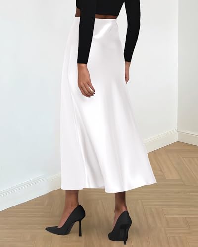 Image of BTFBM 2026 Summer Womens Skirts Silk Elegant High Waist Flowy Long Satin A-Line Midi Skirt Cocktail Wedding Party