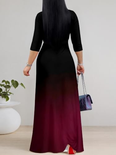 Image of Women's 3 /4 Sleeve Maxi Dress with Pockets