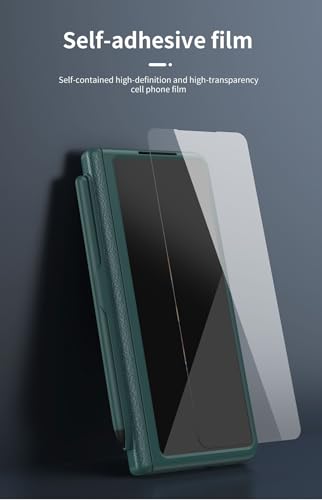 Étui Samsung Galaxy Z Fold 7 en cuir premium vert avec vitre de protection