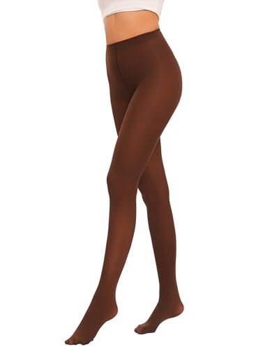 Image of Luxdovi Women Ultra Soft 50 Denier Silky Tights Semi Opaque Solid Color Pantyhose High Waist Footed Stockings