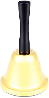 PEIUJIN Metal Tea Hand Bell, Gold Plated Hand held Loud Call Service Bell Alarm (Gold)