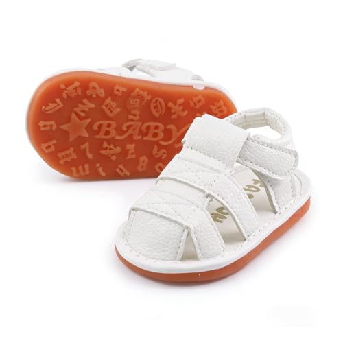 Image of SOFMUO Baby Boys Girls Squeaky Sandals Non-Slip Soft Rubber Sole Closed Toe Infant Summer Outdoor Shoes Toddler First Walkers