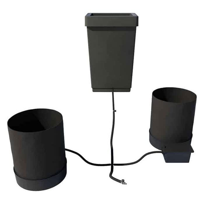 AutoPot2 Pot GeoPot System with 3 Gallon Fabric Pots - Indoor, Self-Watering, Gravity-Fed Hydroponic Systems (2Pot with 12.4 gal Tank), Black