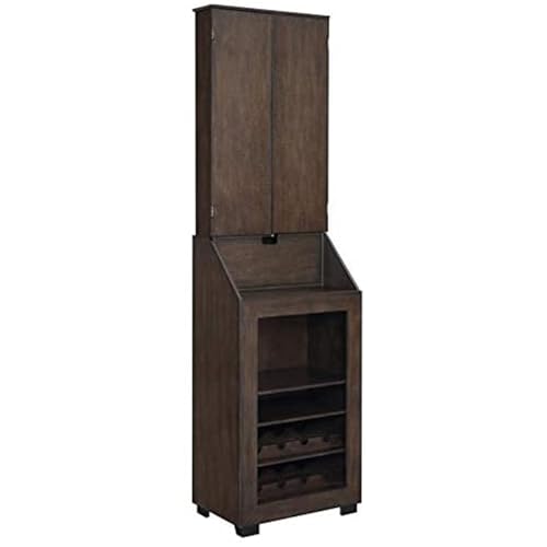 HomeStock Renaissance Refinement Dartboard Cabinet, Eight Bottle Wine Rack, Drop Down Storage Shelf, Walnut, 23