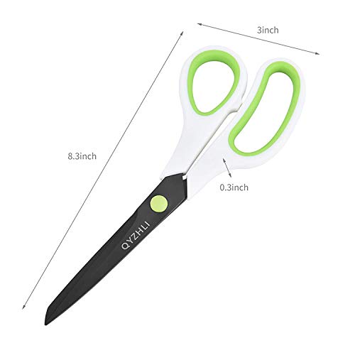 Qyzhli 8 Inch Stainless Steel Office Scissors,Non-Stick Titanium Shears,Comfort-Grip Handles,3 Pack Multipurpose Scissors For Office Home School Sewing Fabric Craft Supplies #TOP1