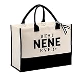 Gift for Mom Grandma, Best Nene Ever Bag, Canvas Tote Bag Large, Mother's Day Gift, Nene Birthday Gift, Canvas Bag Totes for Women Family Members, Reusable Grocery Bags Shopping Bags Camping Bags