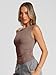 Trendy Queen Women's Off The Shoulder Tank Top, Sleeveless Stretchy Going Out Crop Top, Y2K Fashion T-Shirt for Summer CoffeeGrey L