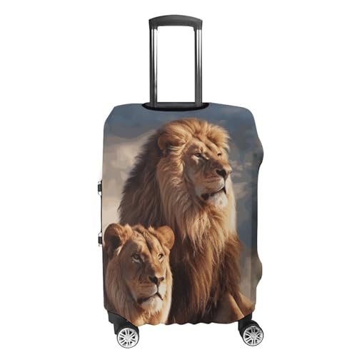 Carry on Luggage Cover Two Lions Suitcase Covers for Luggages Tsa Approved Travel Luggage Sleeve Protector Elastic Suitcase Protector Anti-Scratch Washable Fits 19-30 Inch Case -M4