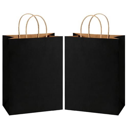 Sacs en papier noir à poignées 18x10x25 cm parfaits pour vos anniversaires et fêtes