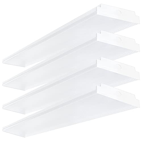 ANTLUX 4FT LED Wraparound 40W Shop Lights for Garage, 4400lm, 4000K, 4 Foot LED Wrap Light, 48 Inch Integrated Linear Strip Flush Mount Office Workshop Ceiling Lighting Fixture, 4 Pack by ANTLUX - Used condition - US$83.99