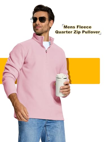 KEFITEVD Mens Quarter-Zip Pullover Stand Collar Long Sleeve 1/4 Zip Polar Fleece Sweatshirt Winter Fall Warm Shirt3