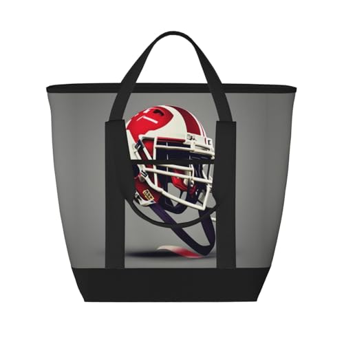 Sac isotherme grande capacité motif football américain noir cabas de courses réutilisable